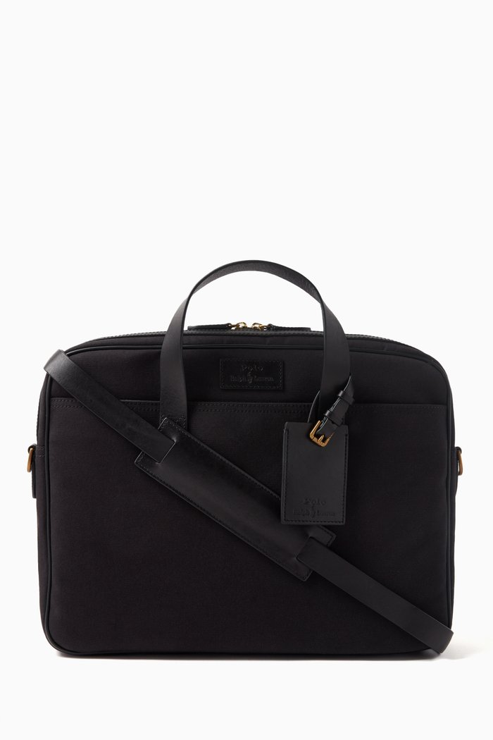 

Laptop Bag in Canvas & Leather, Black