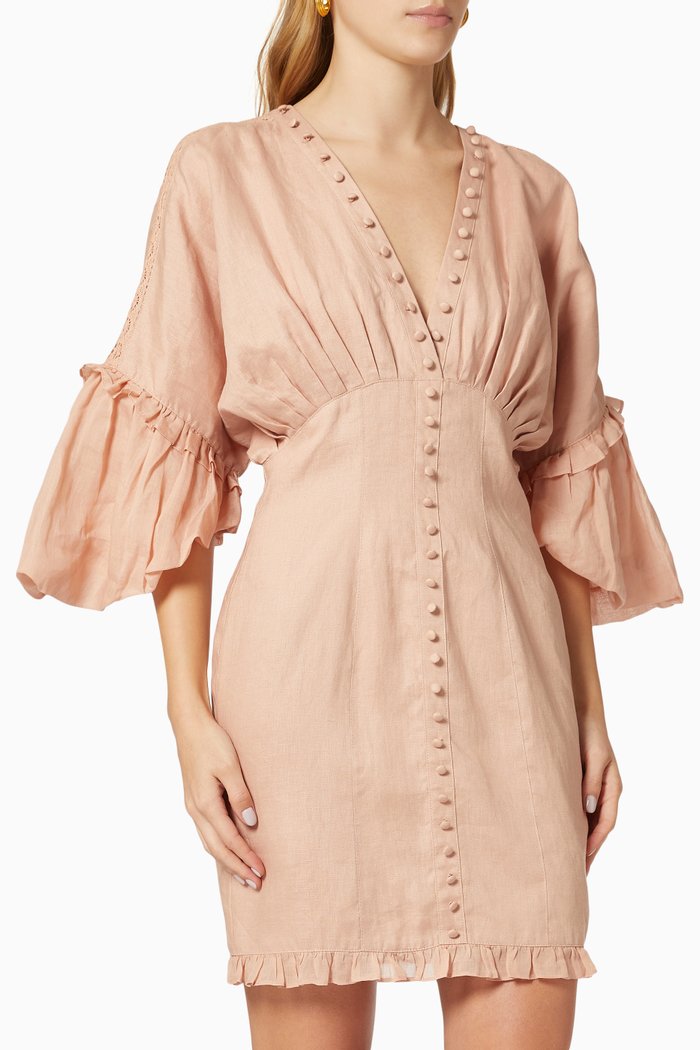 

Taylor Mini Dress in Linen & Ramie, Pink