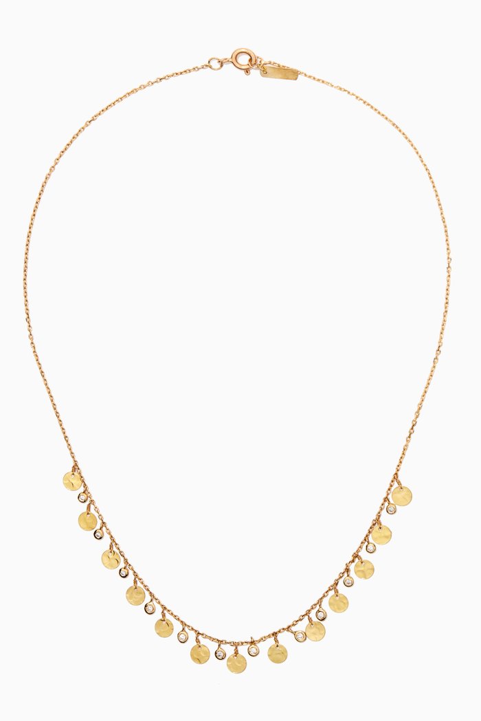 

Classic Hammered Coin Necklace with Diamonds in 18kt Yellow Gold