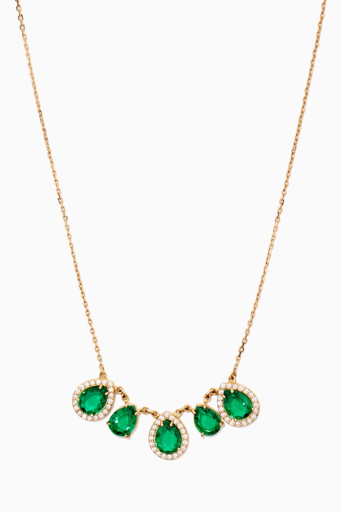 

Emerald Drop Necklace with Diamonds in 18kt Yellow Gold