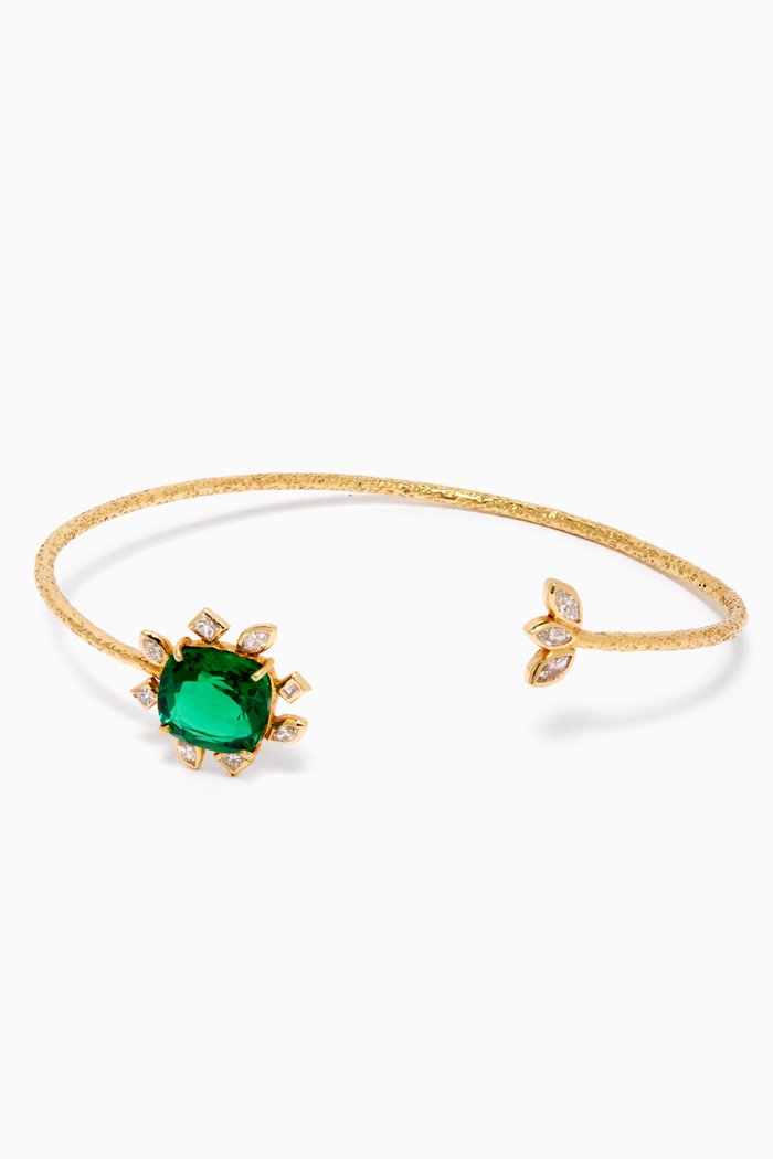 

Emerald & Diamond Open Bracelet in 18kt Yellow Gold