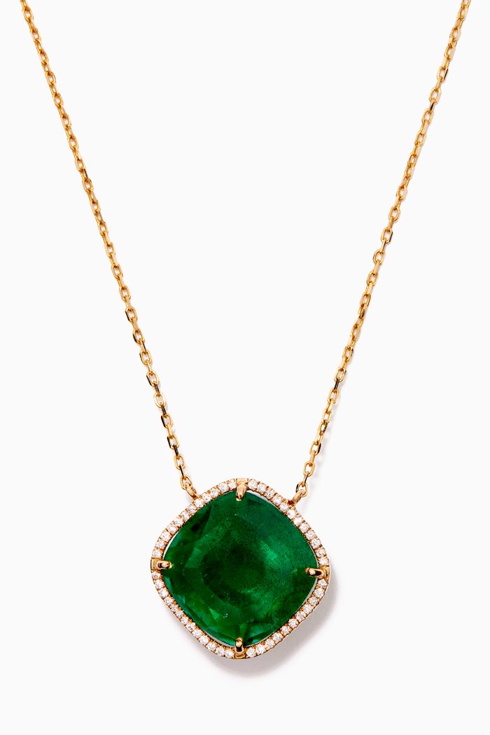 

Rhombus Emerald Necklace with Diamonds in 18kt Yellow Gold