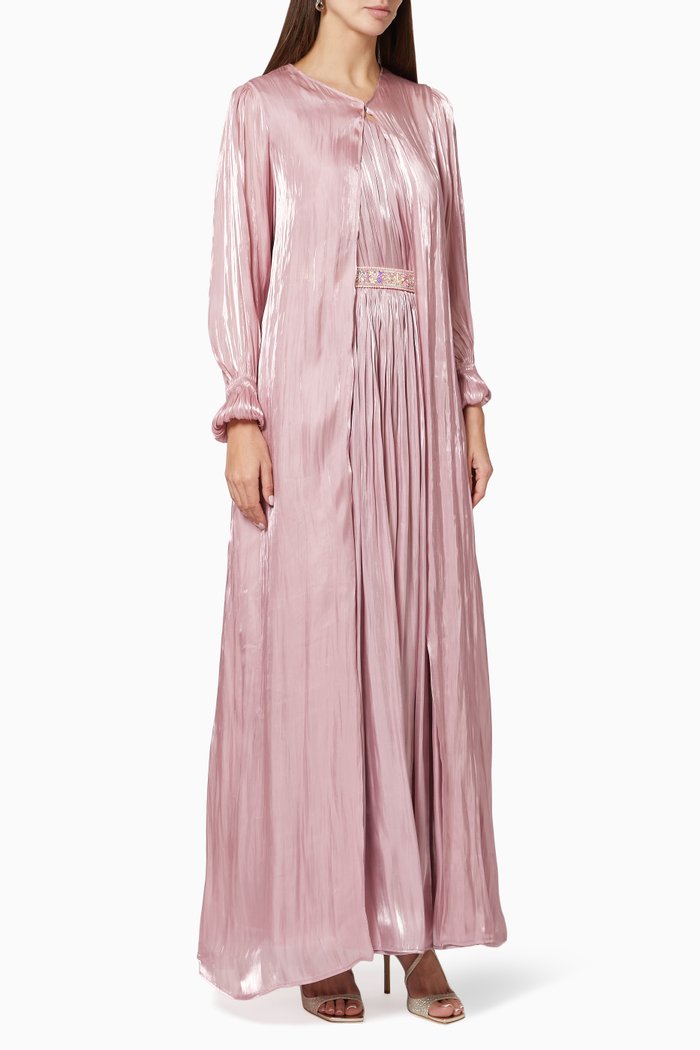 

Jacket & One Shoulder Dress in Satin, Pink