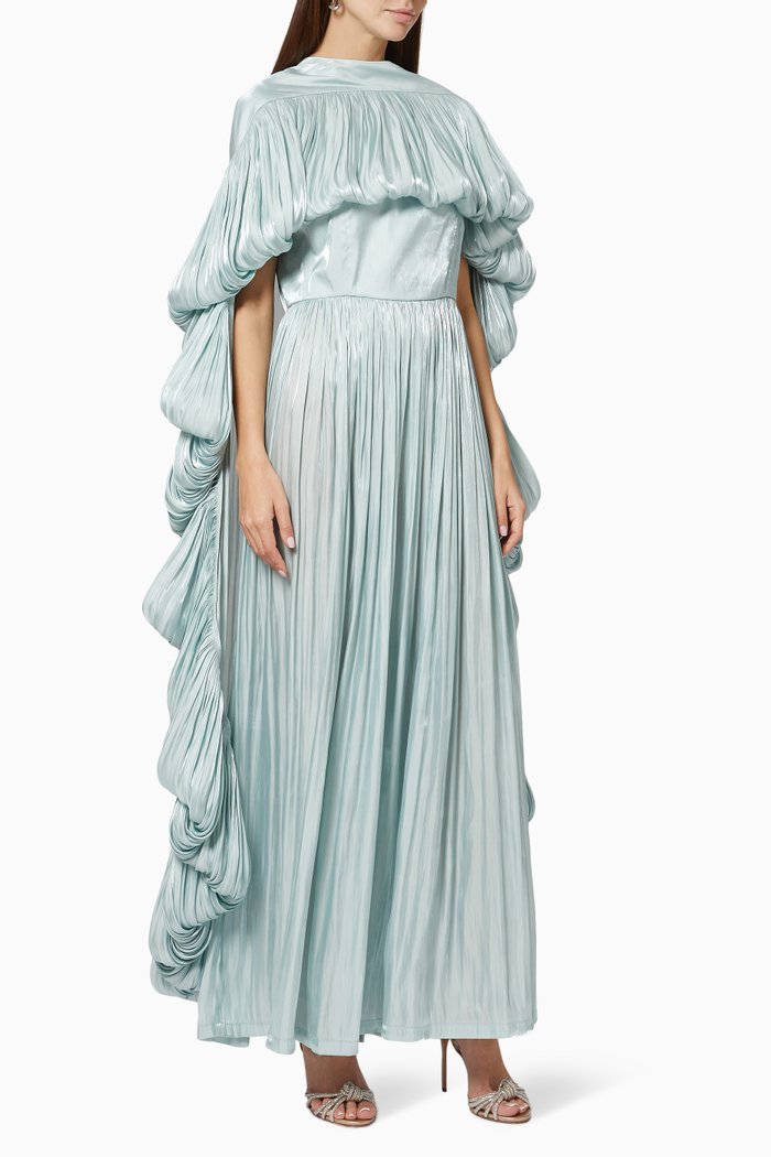 

Cape & Dress Set in Satin, Blue