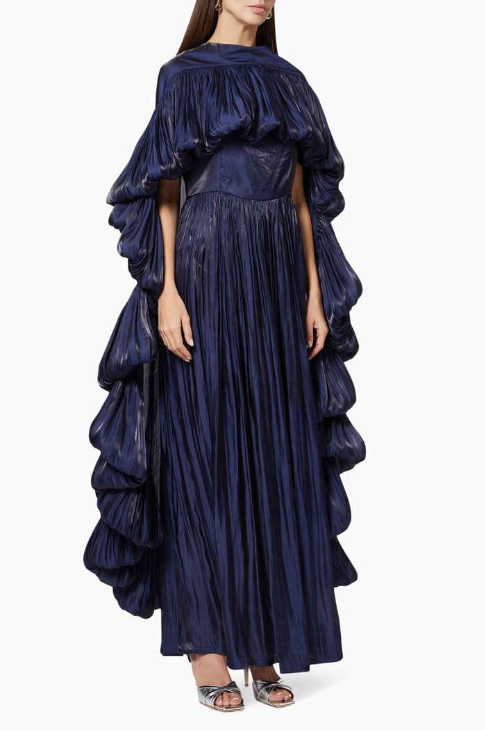 

Cape & Dress Set in Satin, Blue