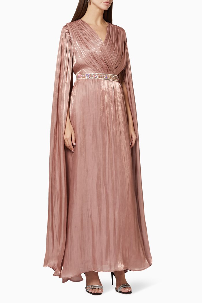 

Gathered Dress in Satin, Purple
