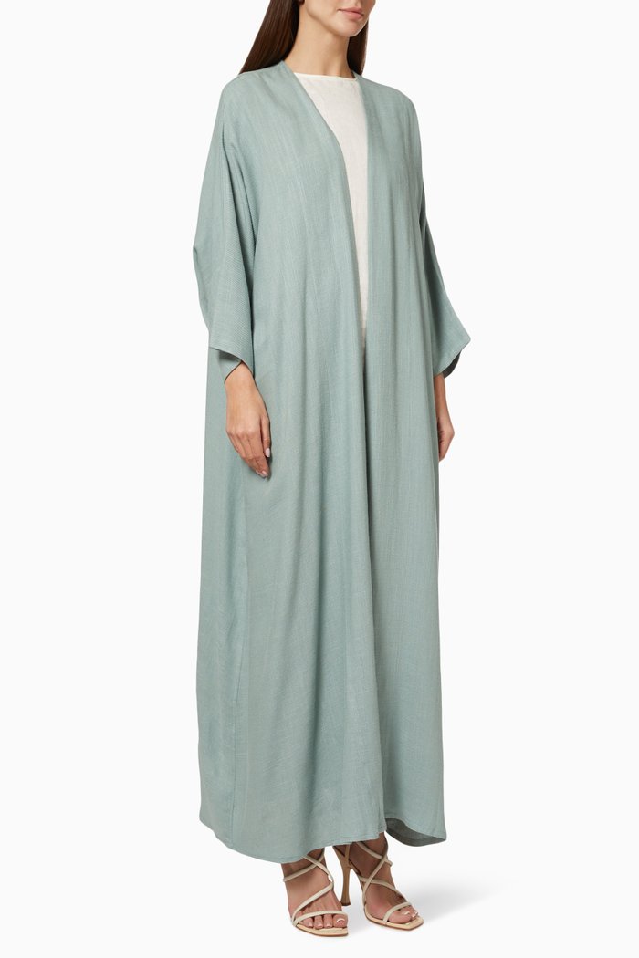 

Plain Long Sleeve Abaya in Linen, Blue