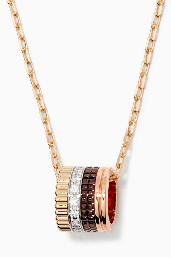 

Quatre Classique Large Ring Pendant with Diamonds in 18kt Gold
