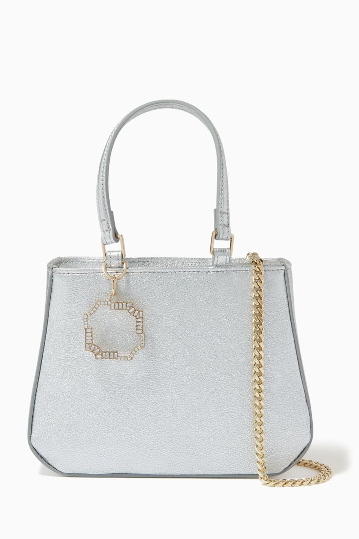 

Rita Mini Shopper Bag in Metallic Nappa, Silver