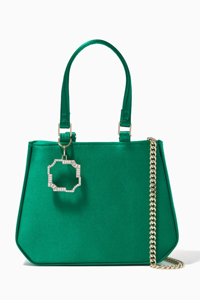 

Rita Mini Shopper Bag in Satin, Green