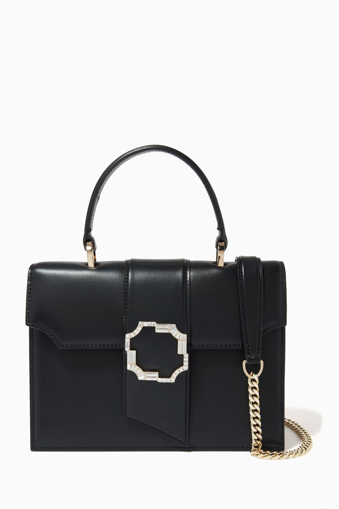 

Audrey Medium Top Handle Bag in Leather, Black