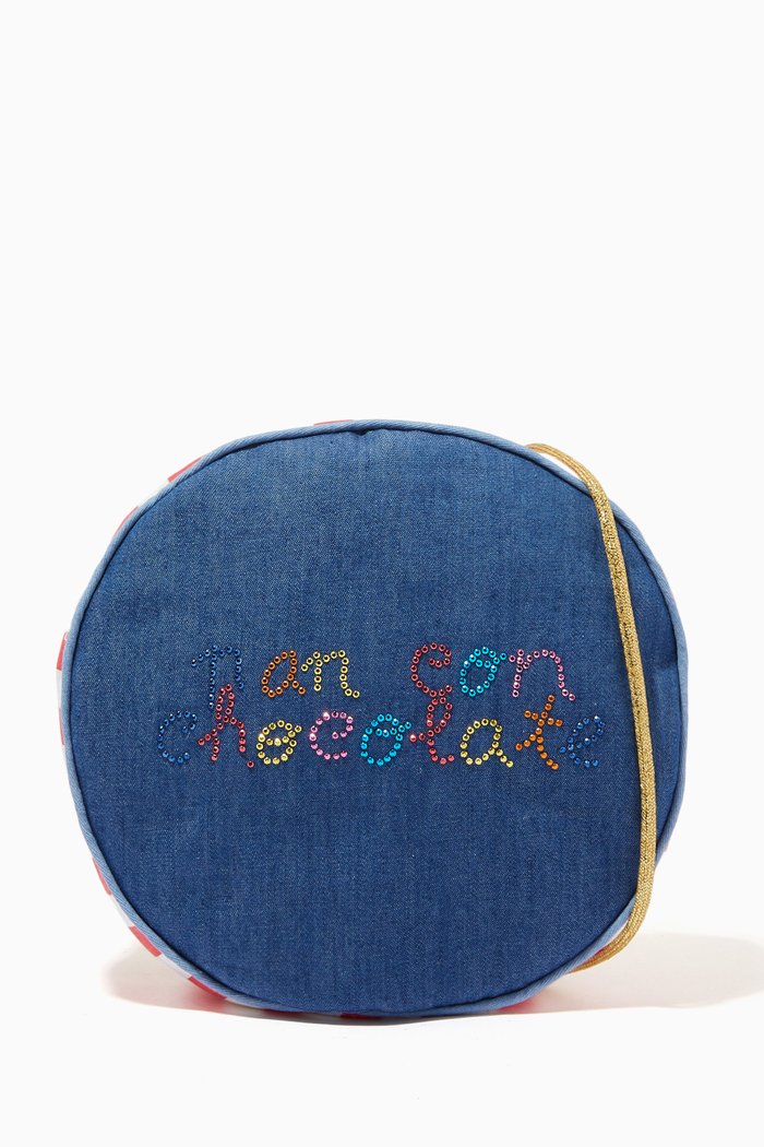 

Denim Round Bag, Blue