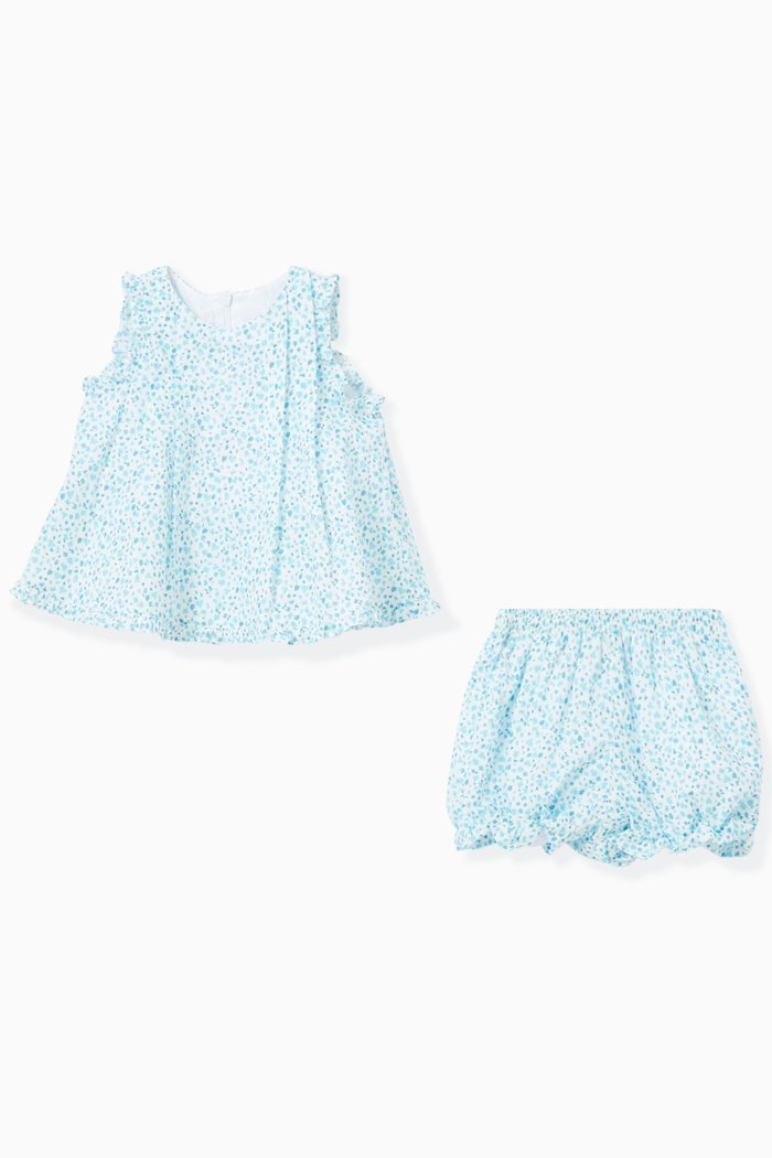 

Silke Top & Bloomers Set in Cotton, Blue