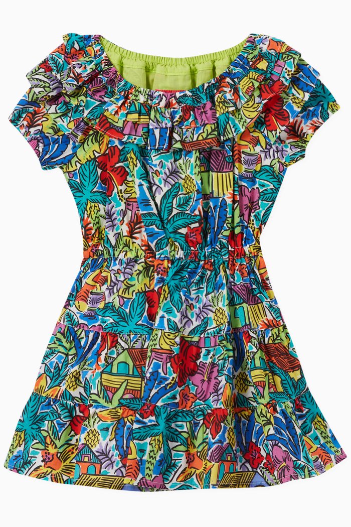 

Dalena Tropical Print Dress in Cotton, Multicolour