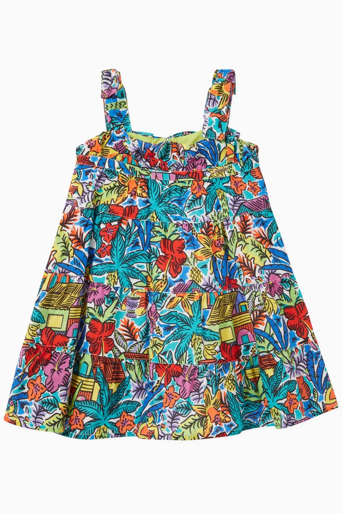 

Darla Casual Tropical Print Dress in Cotton, Multicolour