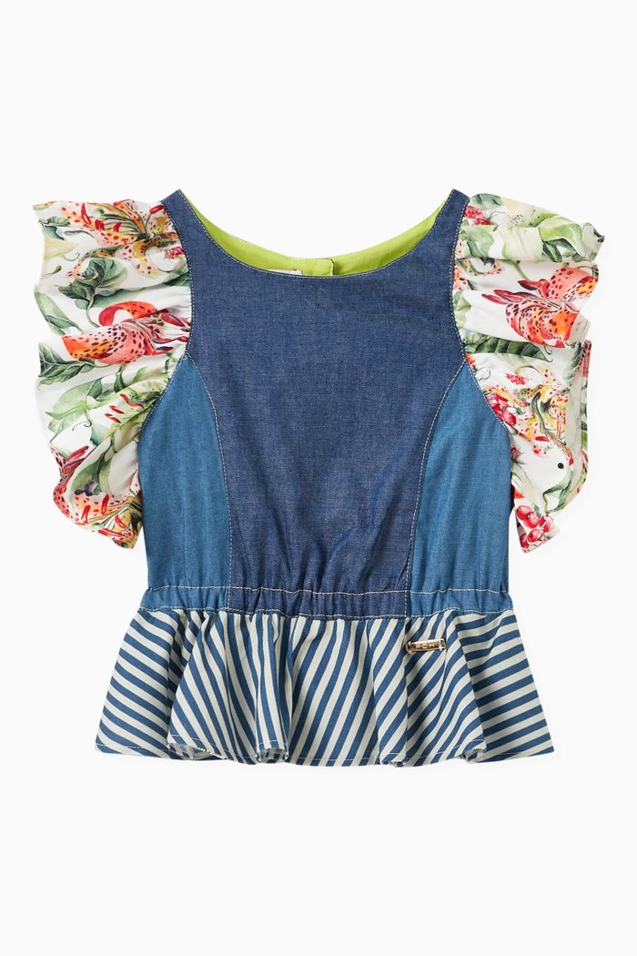 Faren Top in Cotton, Blue