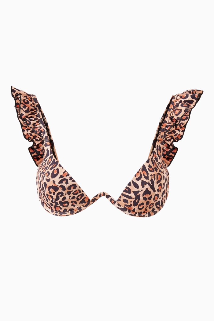 

The Ruffle Bikini Top in LYCRA®, Brown