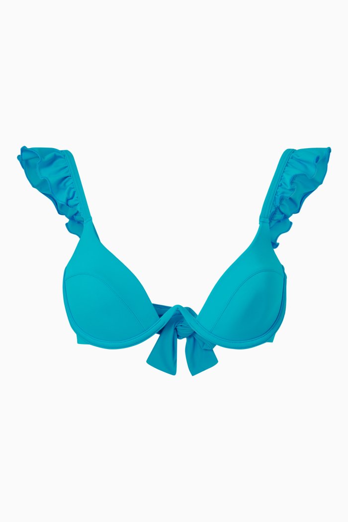 The Ruffle Bikini Top in LYCRA®, Blue