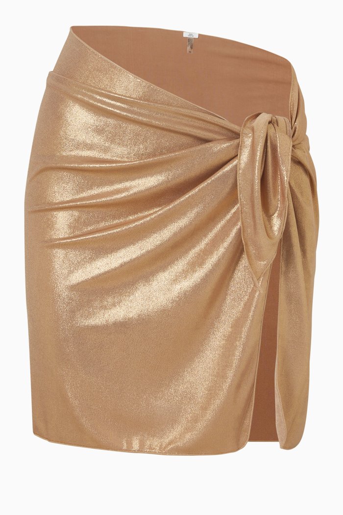 Pareo Square Wrap in Eco Fabric, Gold