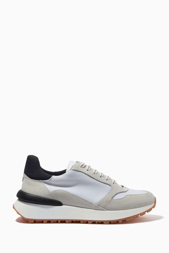

Embellished Sporty Sneakers in Nylon & Leather, Multicolour