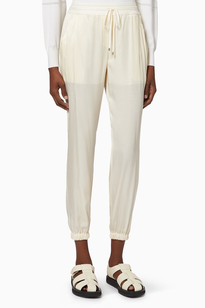 

Drawstring Joggers in Twill, White
