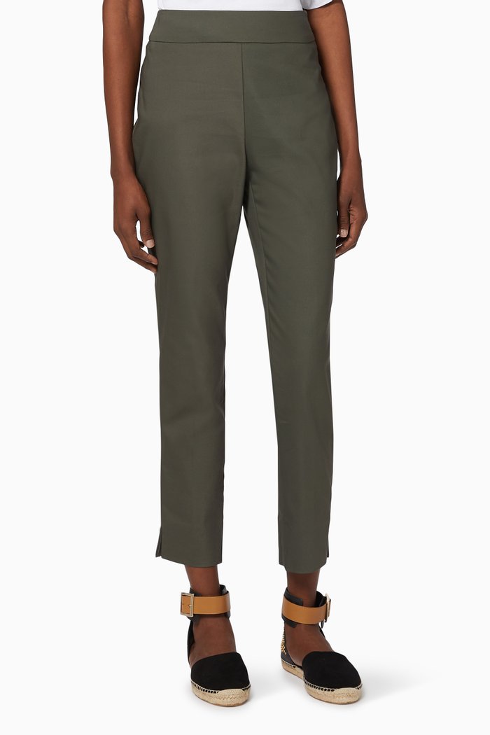 Zip Trousers in Stretch Cotton, Green