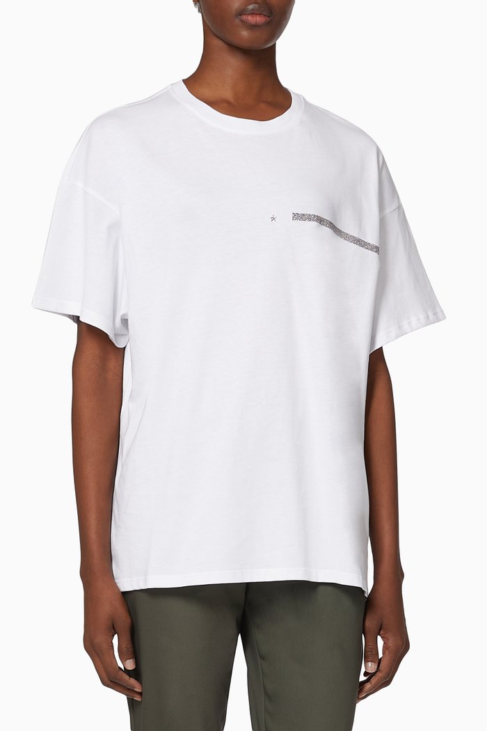 

Glitter Print T-shirt in Cotton Jersey, White