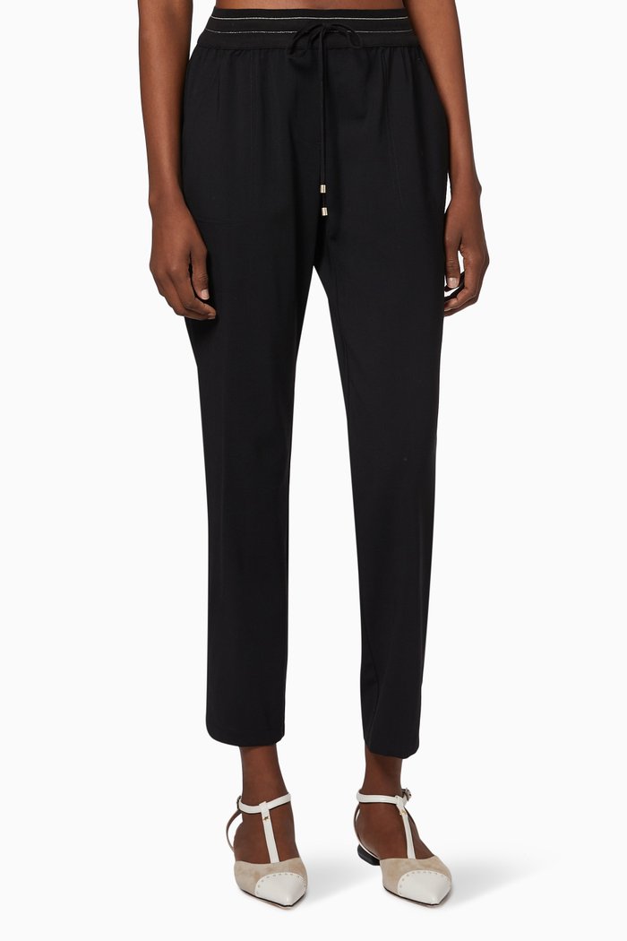 

Drawstring Joggers in Virgin Wool, Black