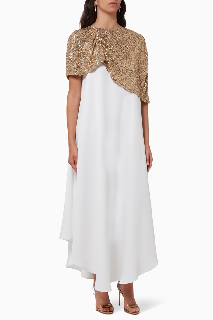 

Metallic Sequin Cape Signature Kaftan, Gold