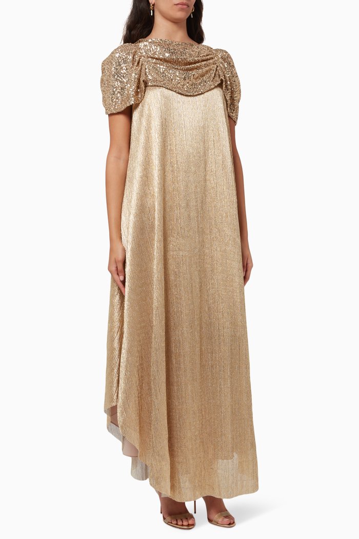 

Metallic Sequin Cape Signature Kaftan, Gold