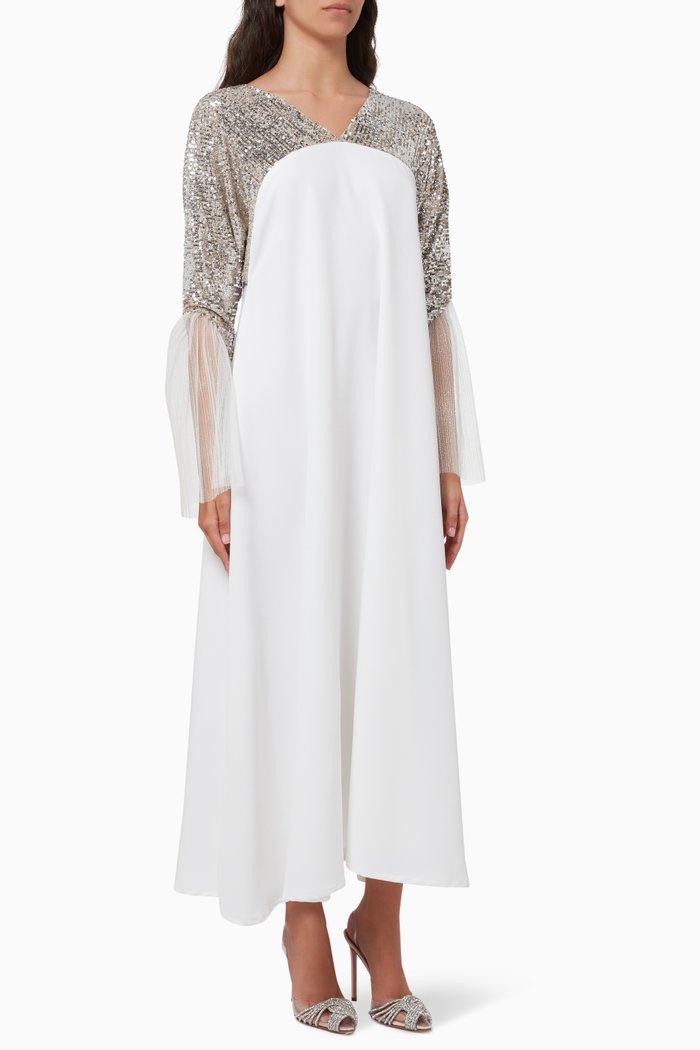 

Sequin Long Sleeve Dress, Silver