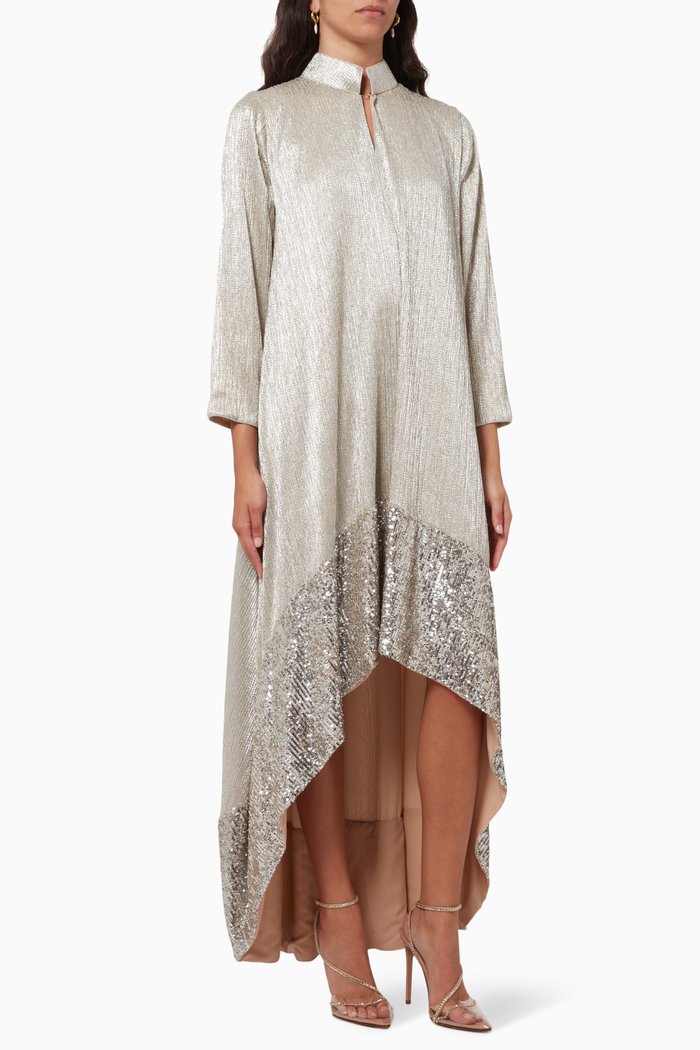 

Sequined Kimono Dress, Silver