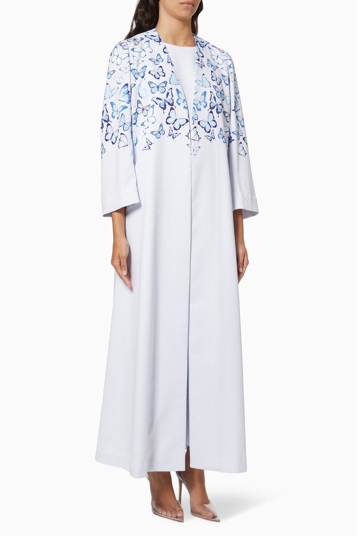 

Butterfly Panel Abaya Set, Blue