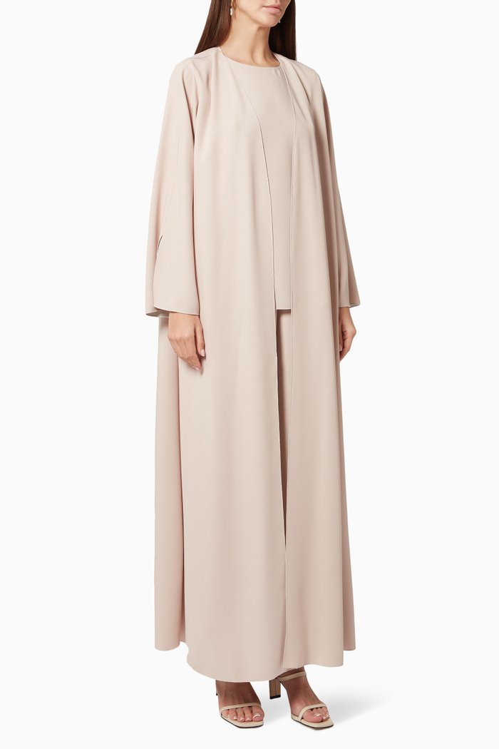 

2tons Reversible Abaya Set in Crepe, Pink