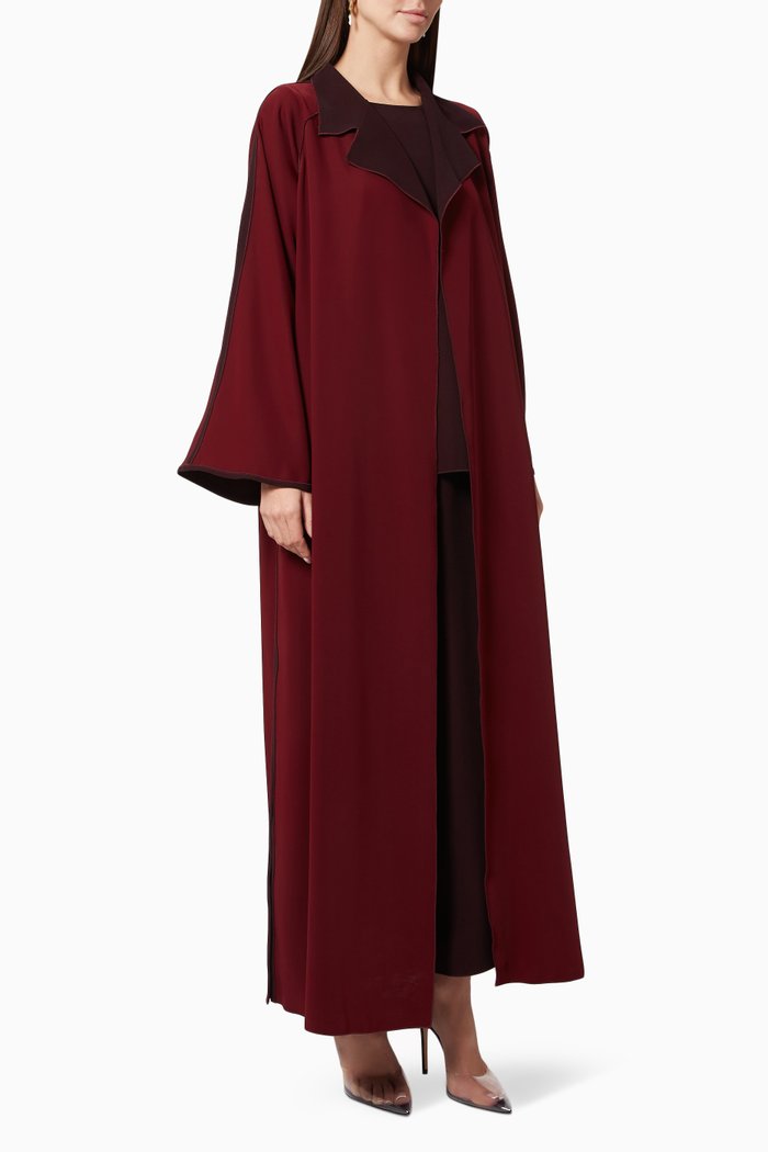 

2tons Reversible Abaya Set in Crepe, Red