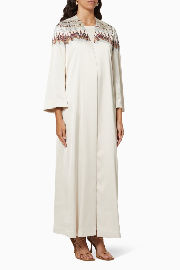 

Tassel Fringe Abaya Set in Silk, Neutral