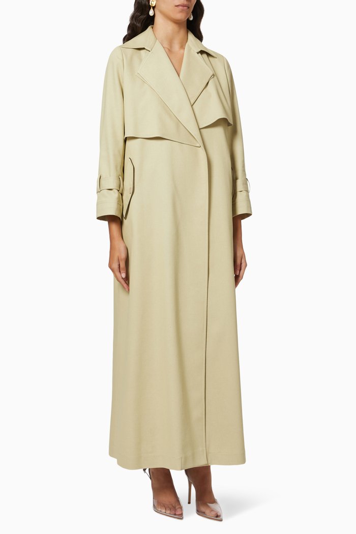 Trench Style Coat Abaya, Green
