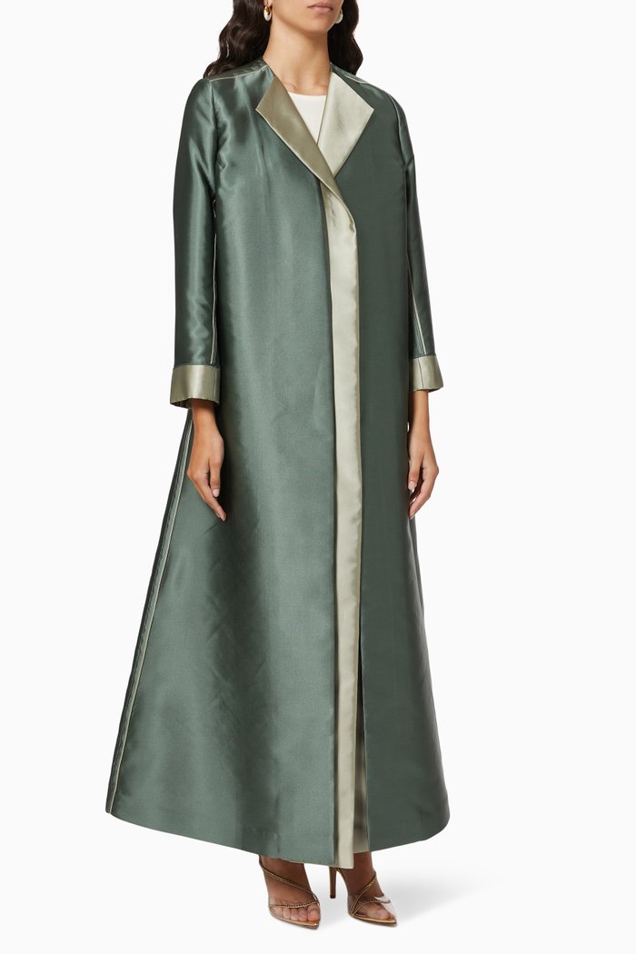 

Collared Abaya in Taffeta, Green
