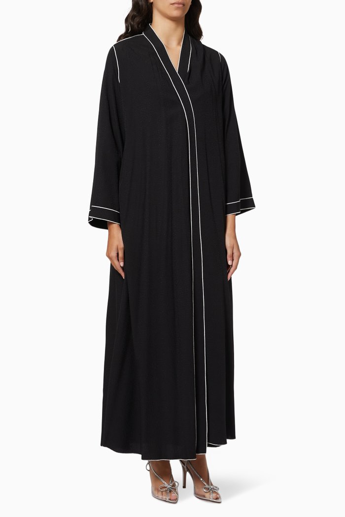 

Butterfly Cut Abaya in Cupro Piqué, Black