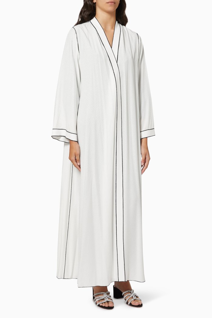 

Butterfly Cut Abaya in Cupro Piqué, White