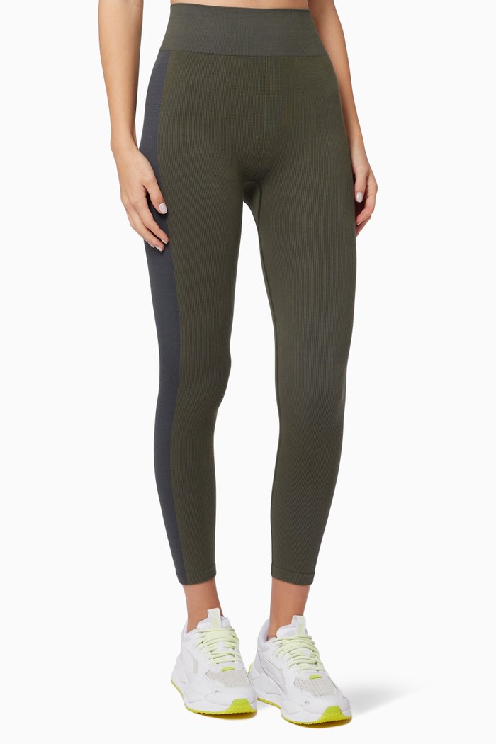 

Seamless Rib Leggings in Cotton Blend, Green