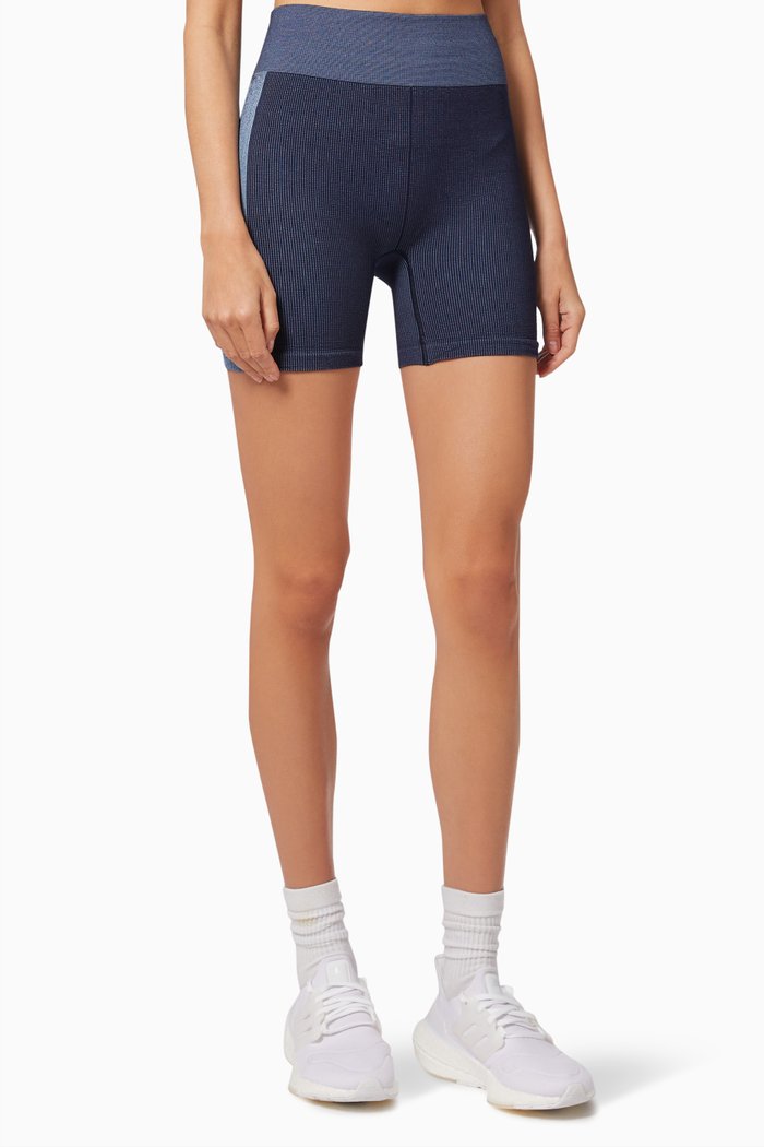 Seamless Rib Shorts in Cotton Blend, Blue