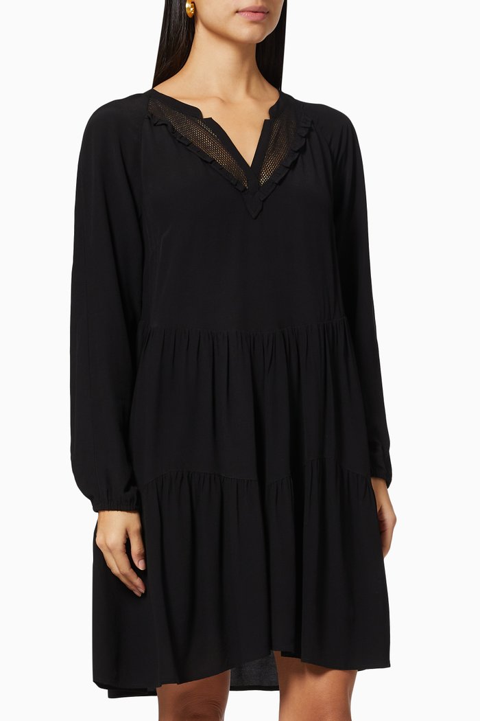 

Mesh Panel Mini Dress, Black