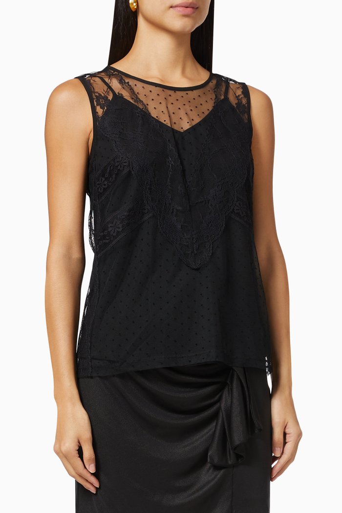 

Sleeveless Lace Top, Black