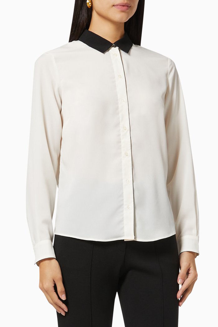 

Contrast Collar Shirt, White