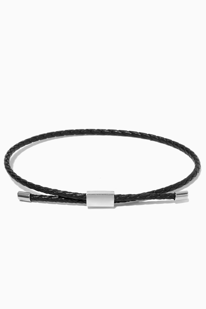 

Stefano Bracelet in Woven Leather, Black