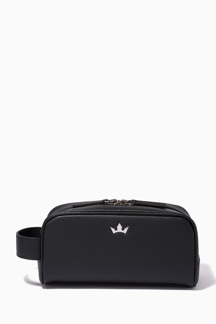 

Award Mini Wash Bag in Italian Leather, Black