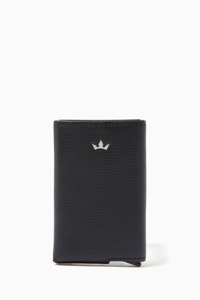 Award Secure Card Holder in Italian Leather, Black