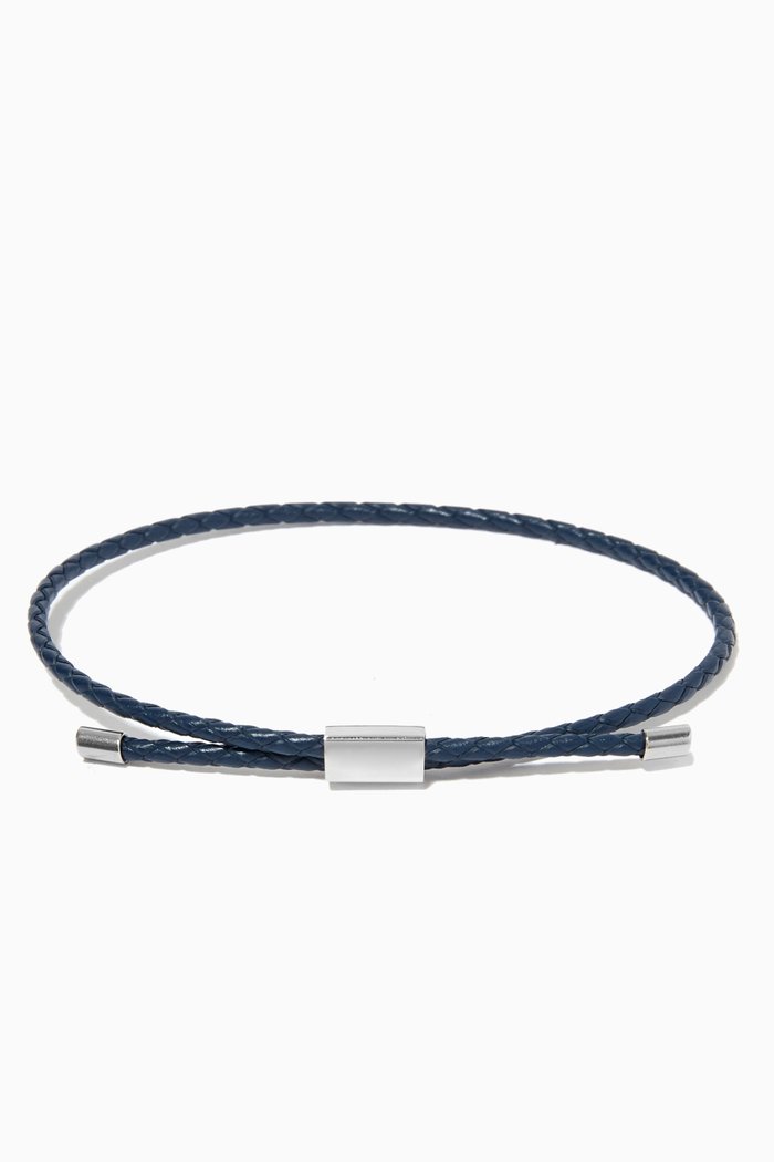 

Stefano Bracelet in Woven Leather, Blue