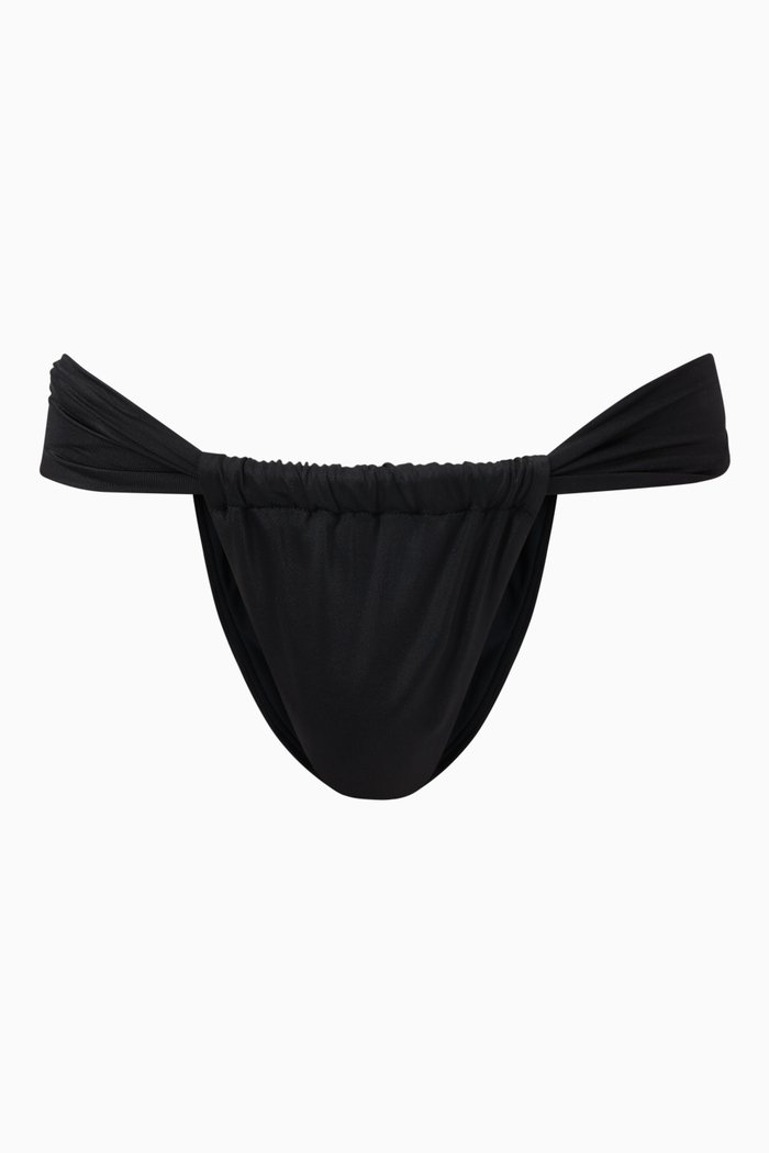 

Shine Ruched Bikini Bottoms in Stretch Nylon, Black